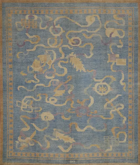 Blue Handmade Ziegler Vegetable Dye Large Rug 12x12