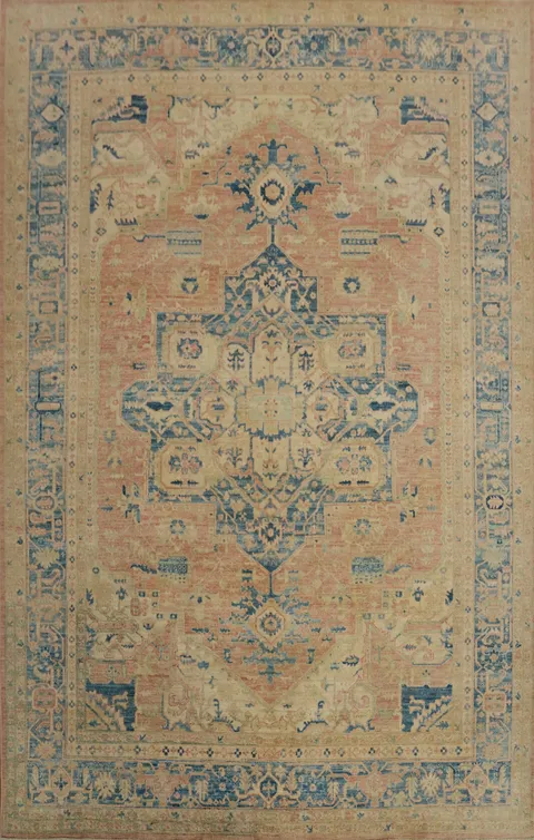 Geometric Heriz Serapi Vegetable Dye Area Rug 9x12