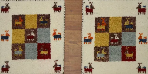 Set of Two Handmade Gabbeh Oriental Rugs 1x1