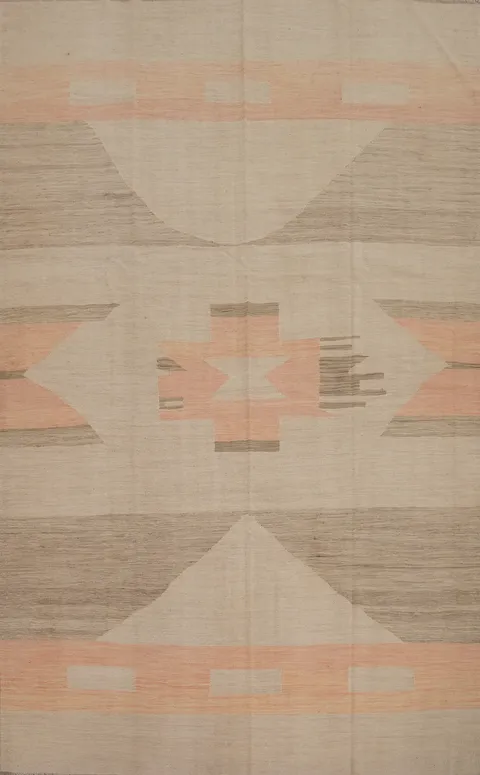 Soft Earth Tones Kilim Nomadic Wool Area Rug 7x10