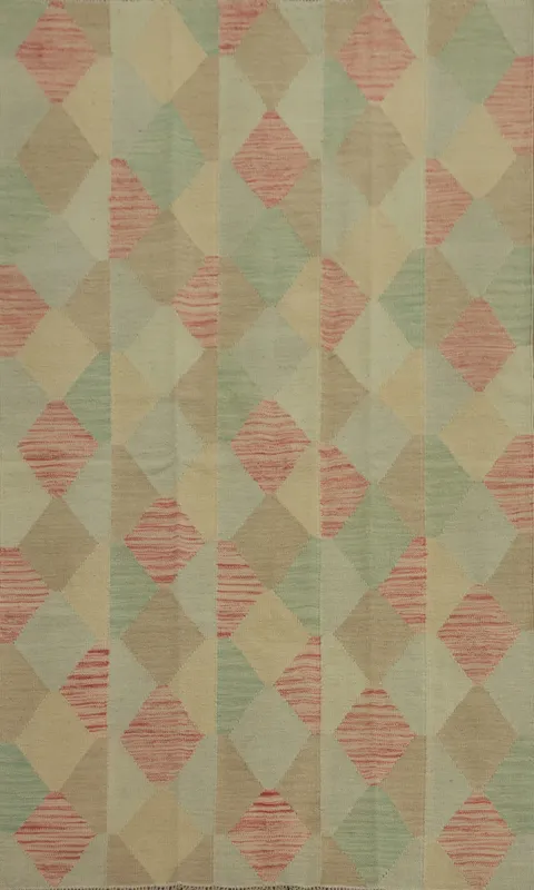 Soft Pastel Colors Kilim Handwoven Rug 4x6