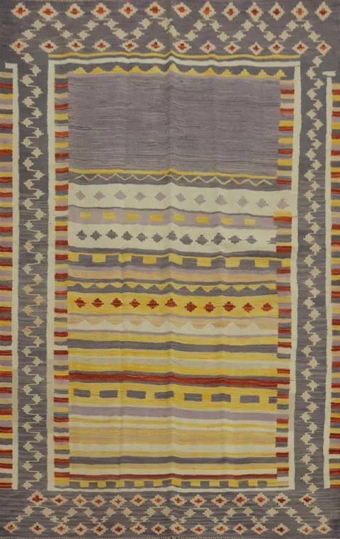 Geometric Kilim Vegetable Dye Rug 5x7
