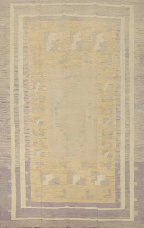 Neutral Pastel Colors Kilim Nomadic Area Rug 5x7