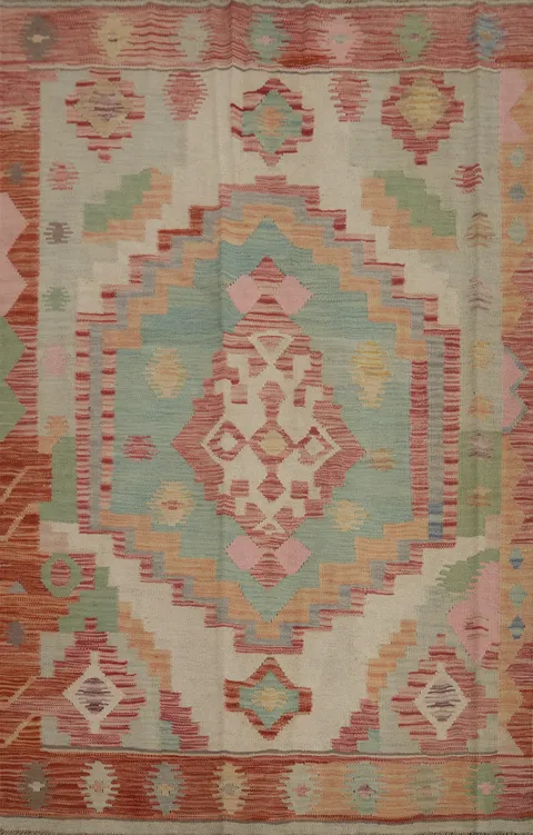 Geometric Patterned Kilim Handwoven Rug 4x6