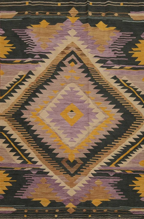 Rustic Elegance Kilim Wool Geometric Rug 5x7