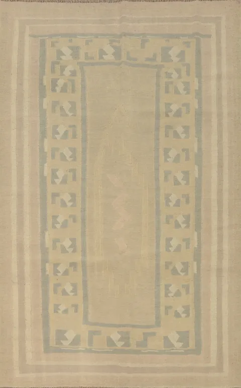 Earth Tone Wool Geometric Kilim Handwoven Rug 4x6