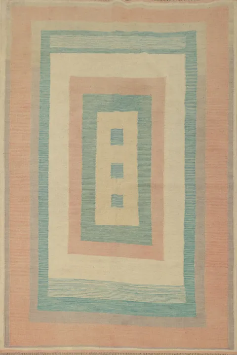 Pastel Geometric Kilim Rug 4x6 with Soft Tones for Modern Spaces