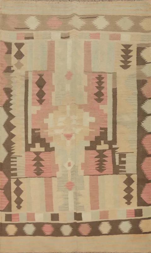 Handwoven Kilim Rug 4x6 Subtle Earthy Tones for Elegant Interiors