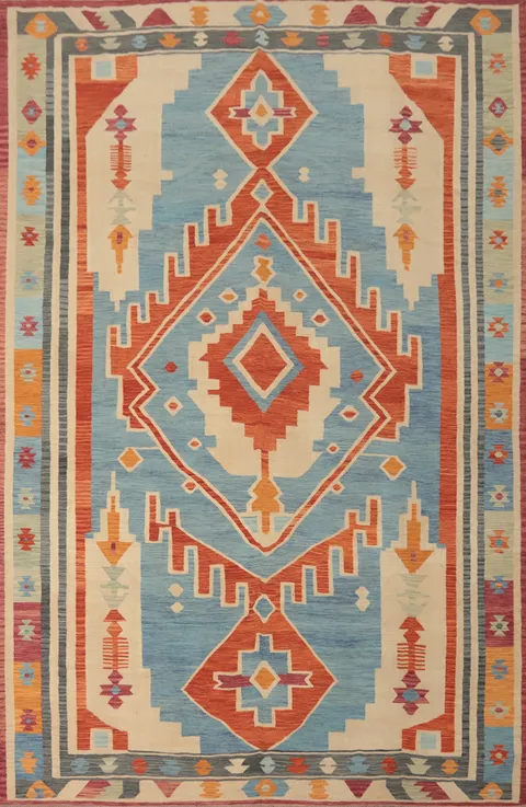 Geometric Kilim Flat Weave Area Rug 10x13