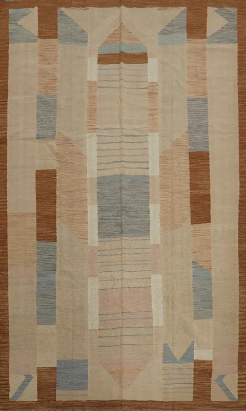 Earth Tone Geometric Rug 7x10 Artisan Craftsmanship for Unique Decor