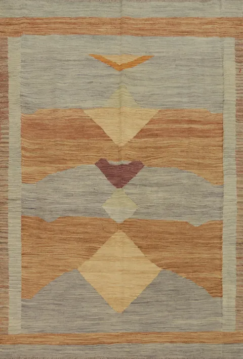 Southwestern Inspired Handwoven Rug with Earthy Tones 5x7