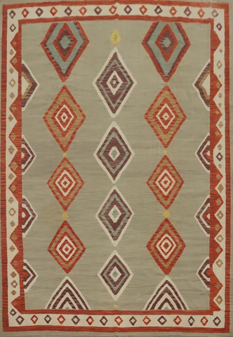 Vibrant Diamond Kilim Classic Handcrafted Area Rug 9x12
