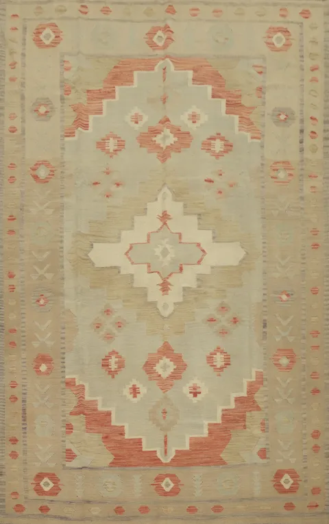 Geometric Wool Kilim Room Size Area Rug 7x10
