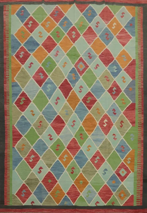 Multicolored Rhombus Patterned for Modern Homes Area Rug 9x12