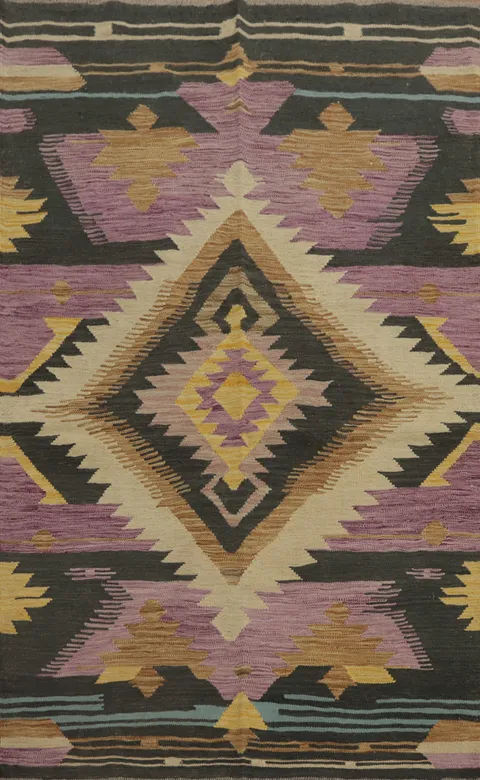 Geometric Kilim Flat Weave Rug 4x6