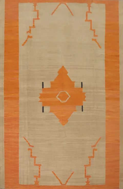 Geometric Wool Kilim Flat Weave Area Rug 9x12