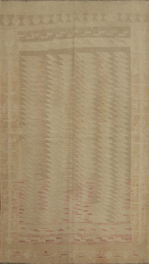 Earth Tones Wool Geometric Kilim Rug 4x6