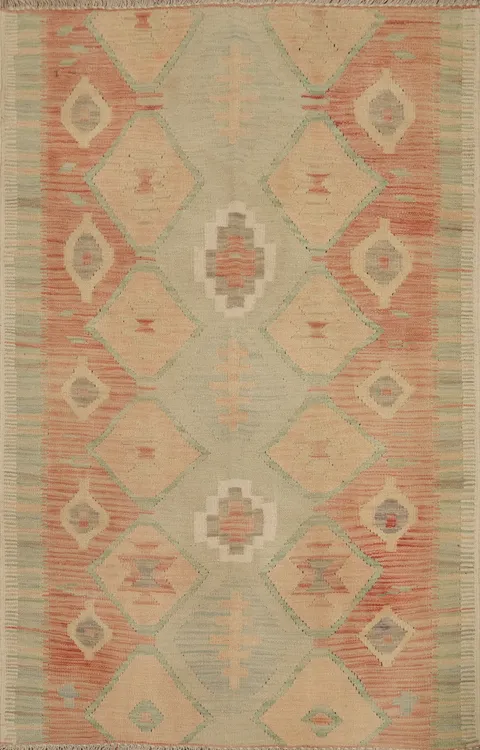 Charming Geometric Pastel Colors Kilim Rug 4x6
