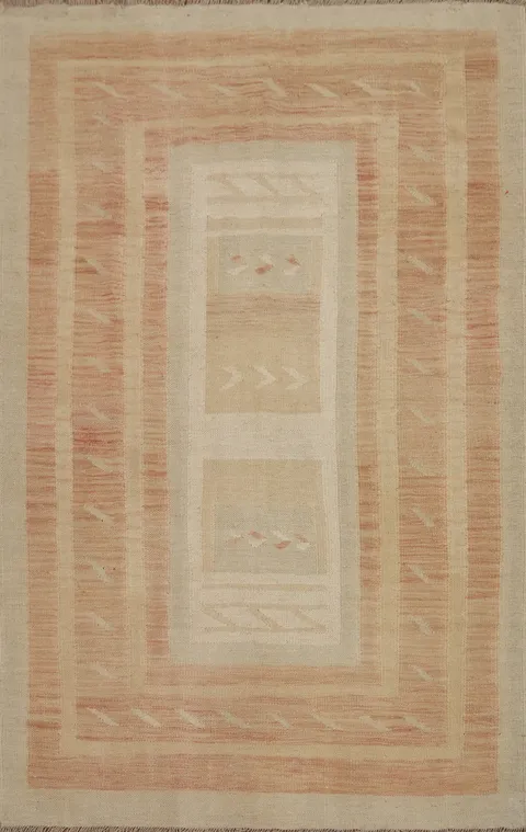 Geometric Wool Kilim Handwoven Rug 4x6