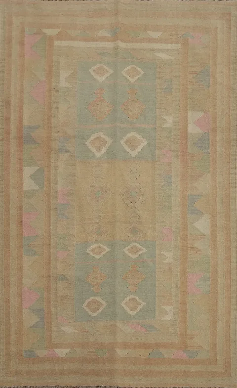Geometric Wool Kilim Handwoven Rug 4x6