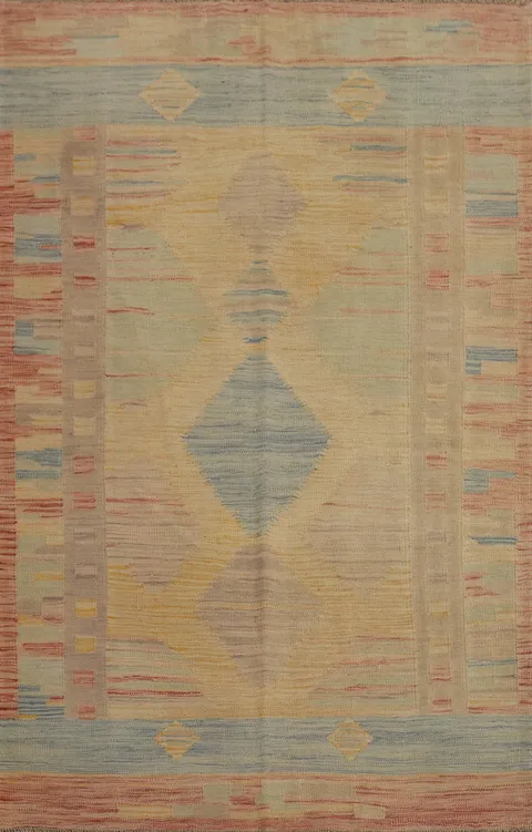 Timeless Style Kilim Pastel Palette Geometric Home Rug 4x6