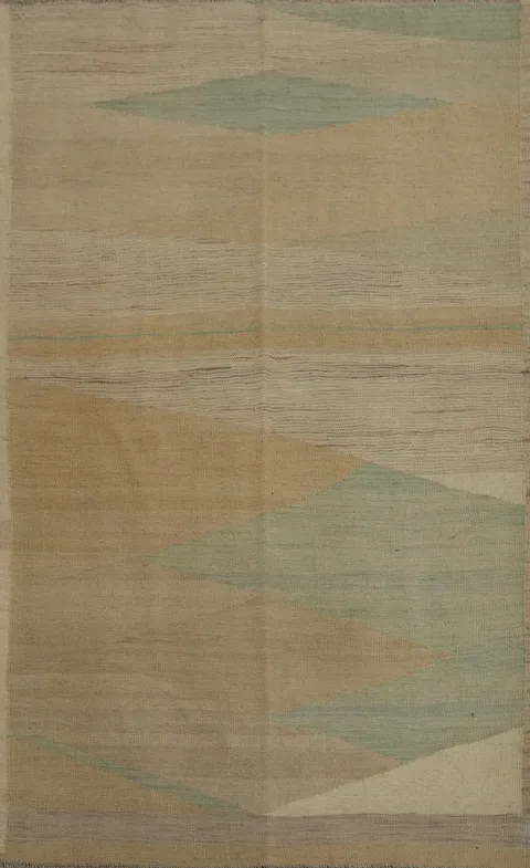 Elegant Earth Tones in a Nomadic Style Geometric Rug 4x6