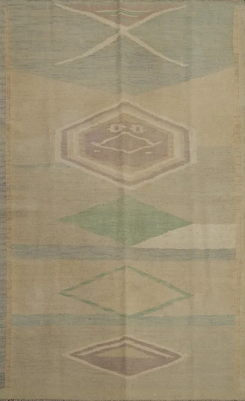 Soft Hues Kilim Wool Handwoven Geometric Rug 4x6