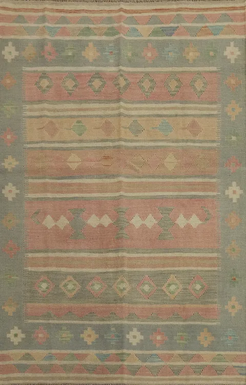 Geometric Kilim Handwoven Rug 4x6