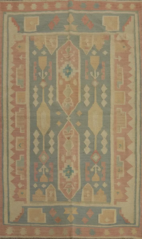 Geometric Wool Kilim Handwoven Rug 4x6