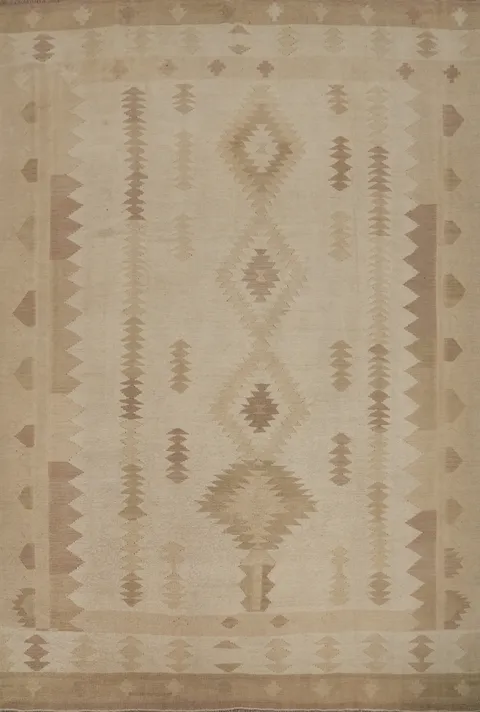 Elegant Beige Tribal Pattern Area Rug 8x10 for Modern Interiors