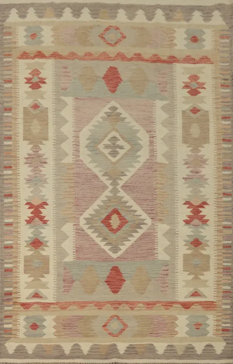 Authentic Handwoven Kilim Rug Featuring Rustic Earthy Tones 6x9