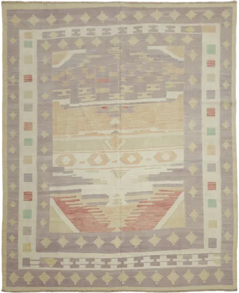 Artistic Tribal-Influenced Rug with Delicate Pastel Tones 8x10