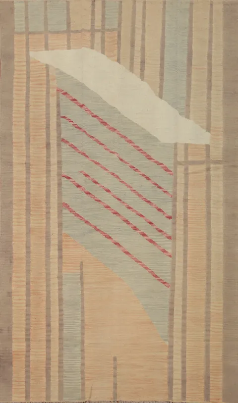 Earth Tones Wool Kilim Handwoven Area Rug 5x8