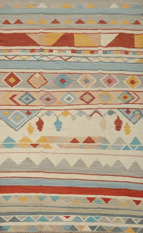 Tribal Wool Kilim Handwoven Area Rug 5x8