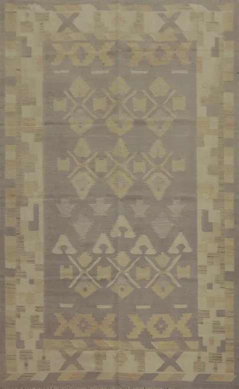 Geometric Wool Kilim Handwoven Area Rug 5x8