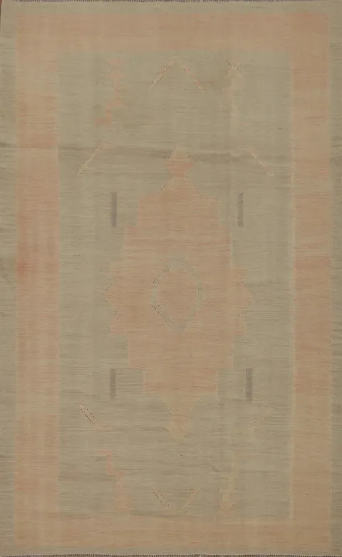 Earth Tones Wool Kilim Flat Weave Area Rug 5x8