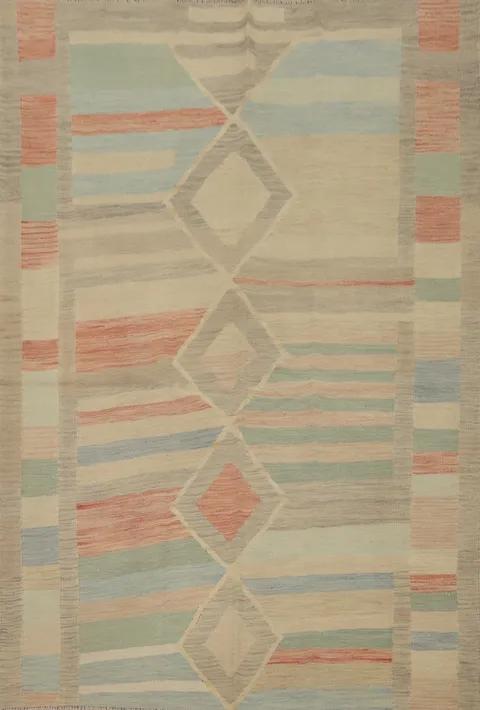 Geometric Wool Kilim Flat Weave Rug 5x7