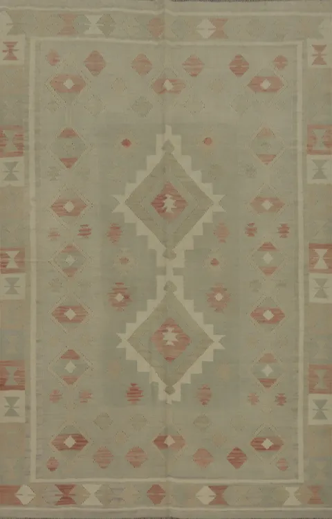 Elegant Soft Tones Handwoven Wool Rug 6x8