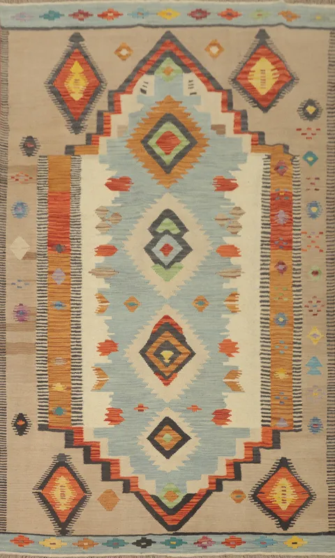 Tribal Wool Kilim Handwoven Area Rug 5x8