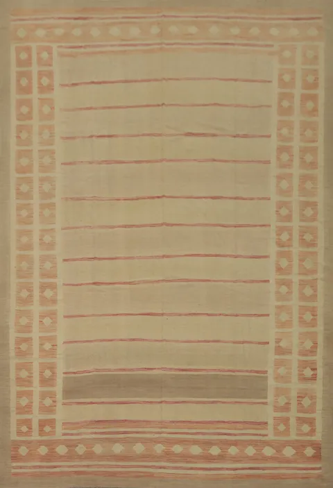 Earth Tones Wool Kilim Flat Weave Area Rug 9x12