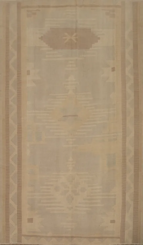 Earth Tones Wool Kilim Flat Weave Area Rug 6x10