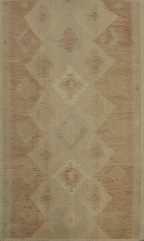 Earth Tones Wool Kilim Flat Weave Area Rug 6x10