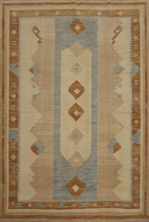 Earth Tones Kilim Geometric Area Rug 10x13