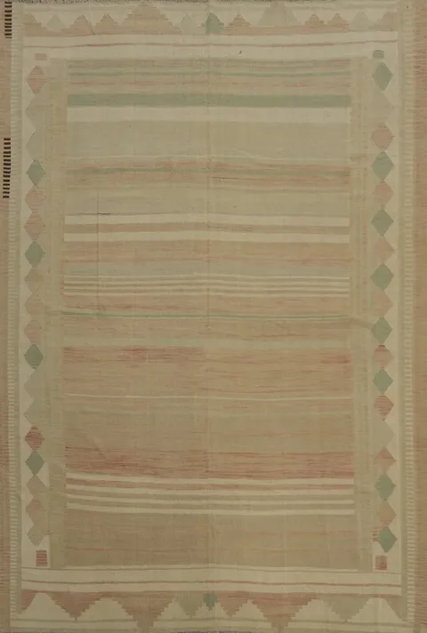 Earth Tones Wool Kilim Flat Weave Area Rug 10x13