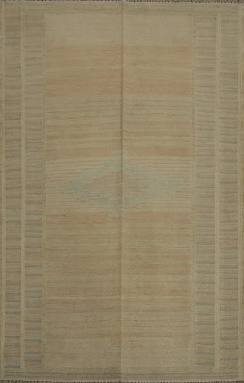 Earth Tones Wool Kilim Flat Weave Rug 4x6