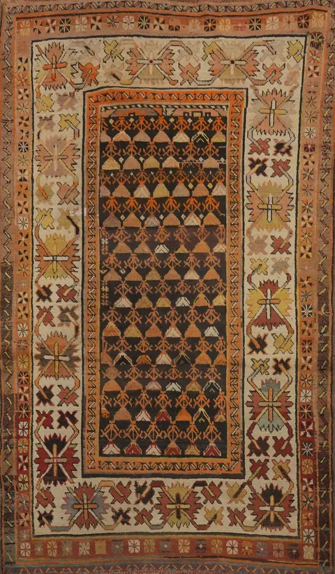 Pre-1900 Antique Caucasian Vegetable Dye Rug 4x6