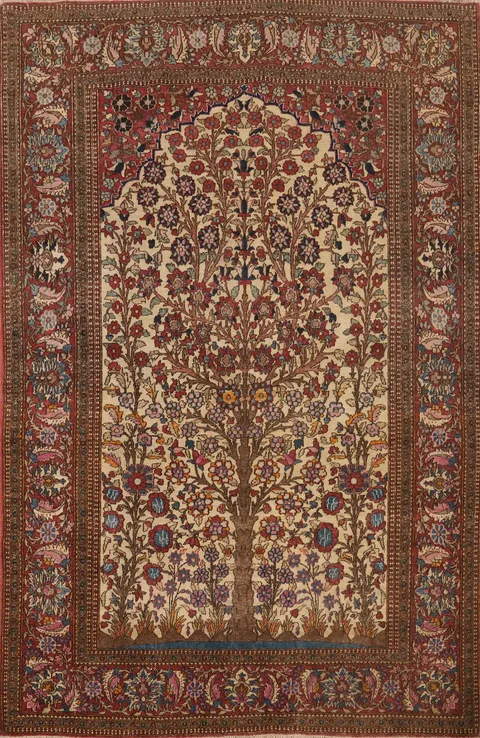 Pre-1900 Antique Isfahan Vegetable Dye Persian Rug 5x6
