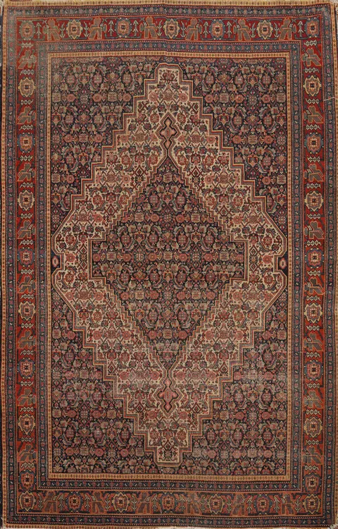 Pre-1900 Antique Senneh Persian Rug 4x6