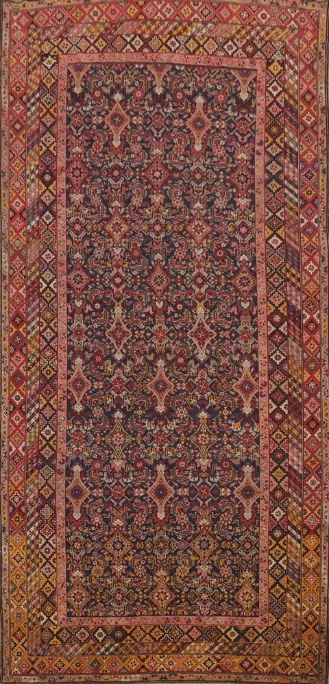 Pre-1900 Antique Kazak Vegetable Dye Large Rug 7x15