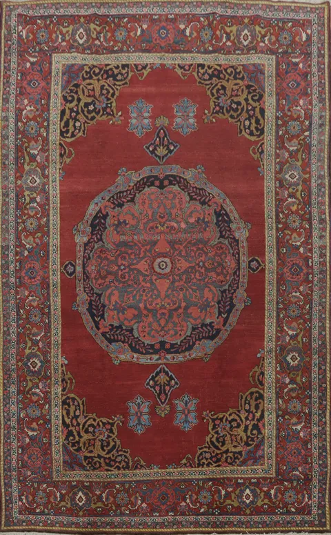 Pre-1900 Vegetable Dye Bidjar Persian Area Rug 7x11